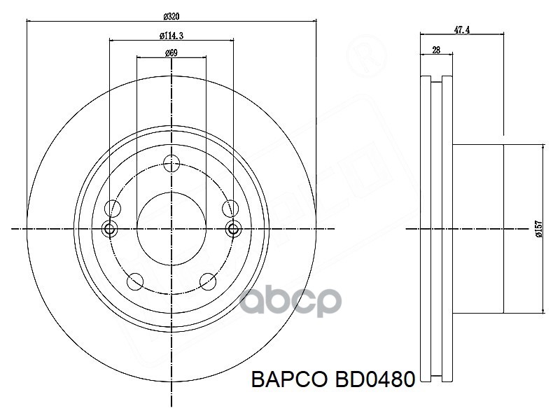 

Диск Тормозной Передний Вентилируемый Bd0480, BAPCO арт. BD0480