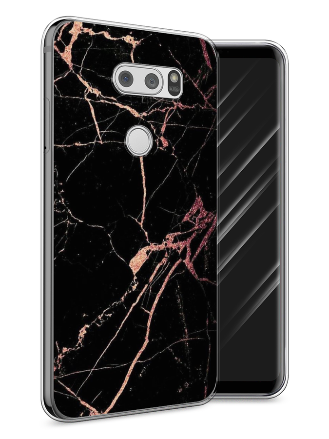

Чехол Awog на LG V30 "Мрамор розовое золото", Черный;розовый, 83050-3