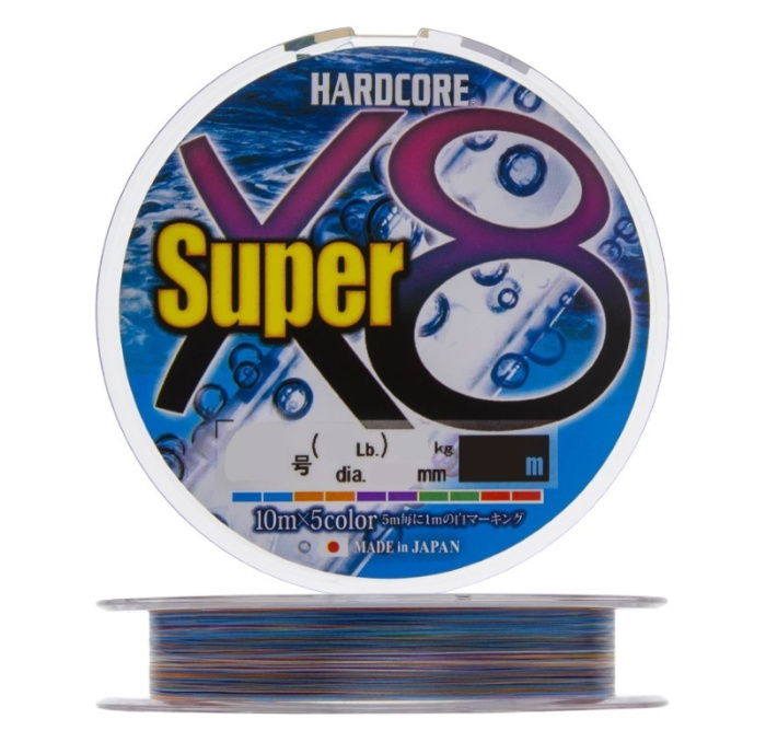 Шнур плетеный Duel PE Hardcore X8 Super 200m #1.5 5color 10Kg (0.21mm)