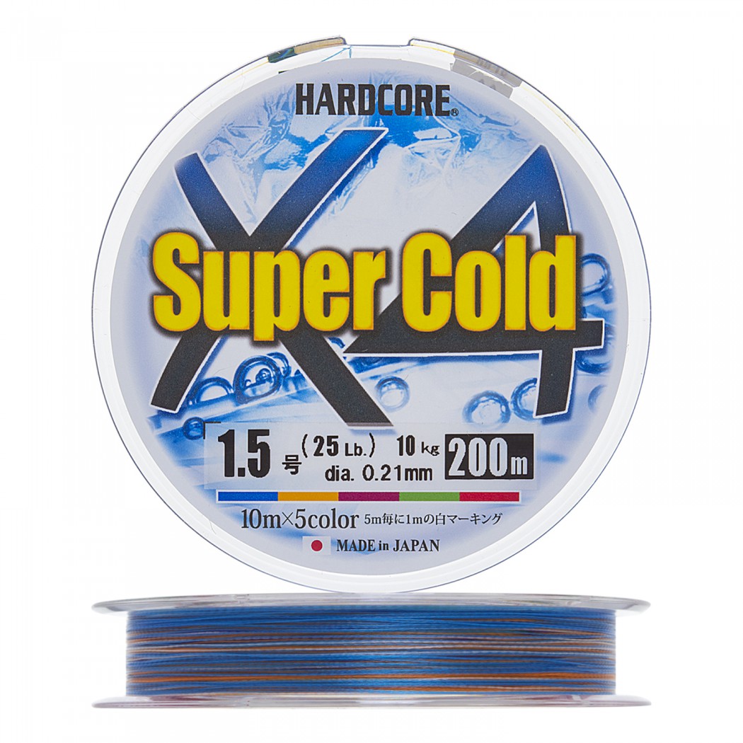 Шнур плетеный Duel PE HARDCORE SUPER COLD X4 200m #1.5 5COLOR 10kg