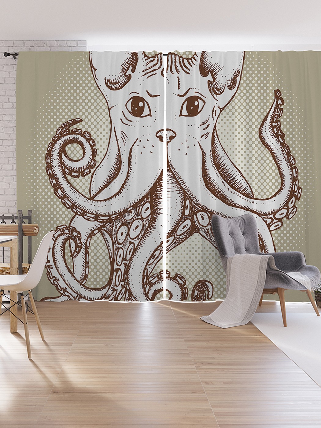 

Шторы под лён JoyArty "Кот со щупальцами", серия Oxford DeLux, 340х265 см, Кот со щупальцами