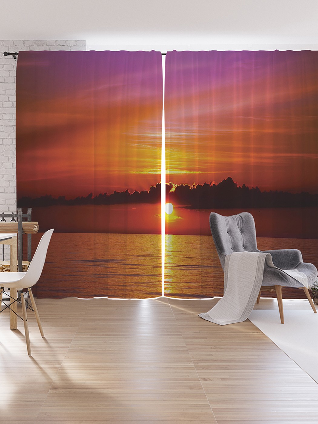 

Шторы под лён JoyArty "Солнце прощается", серия Oxford DeLux, 340х265 см, Солнце прощается