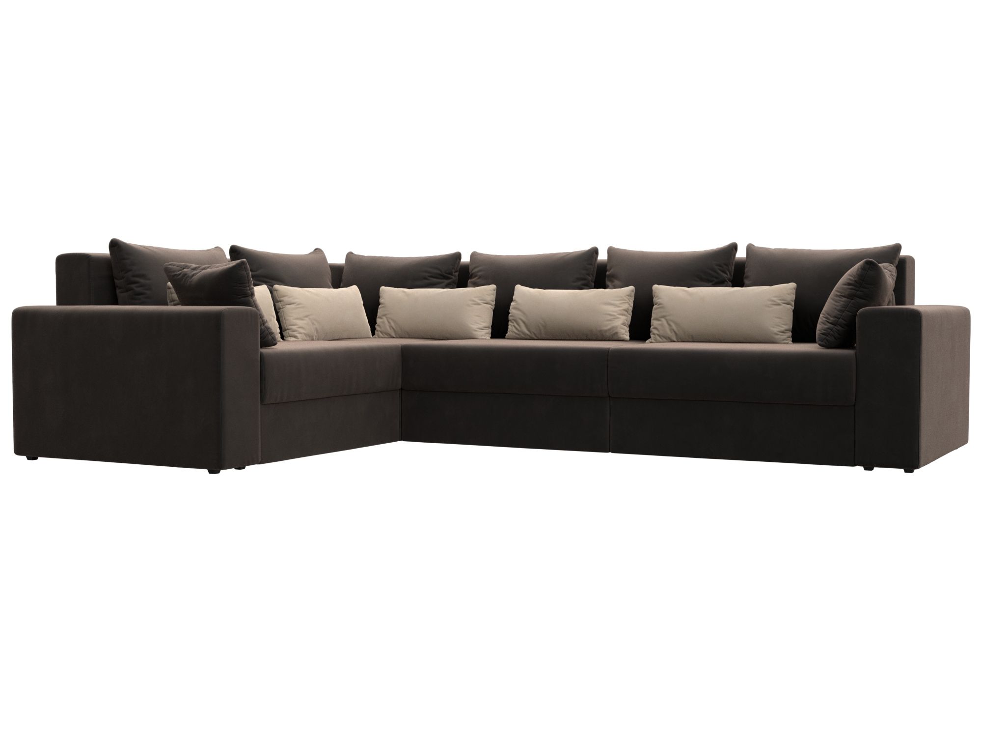 

Угловой диван Лига Диванов Майами Long левый угол 335х230х90 см, коричневый\бежевый, Угловой диван Майами Long левый угол