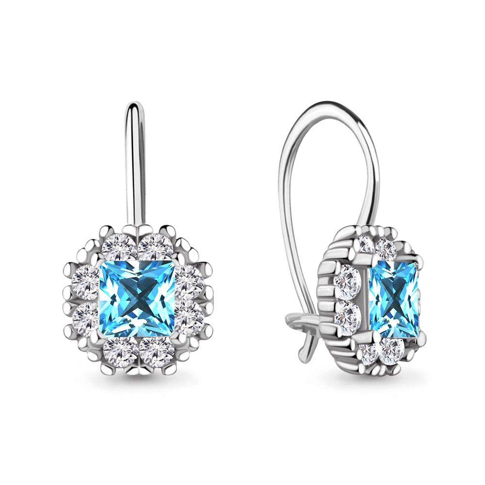 

Серьги из серебра с фианитом\стеклом Aquamarine Aquamarine 40966Б_925_р, 40966Б_925_р