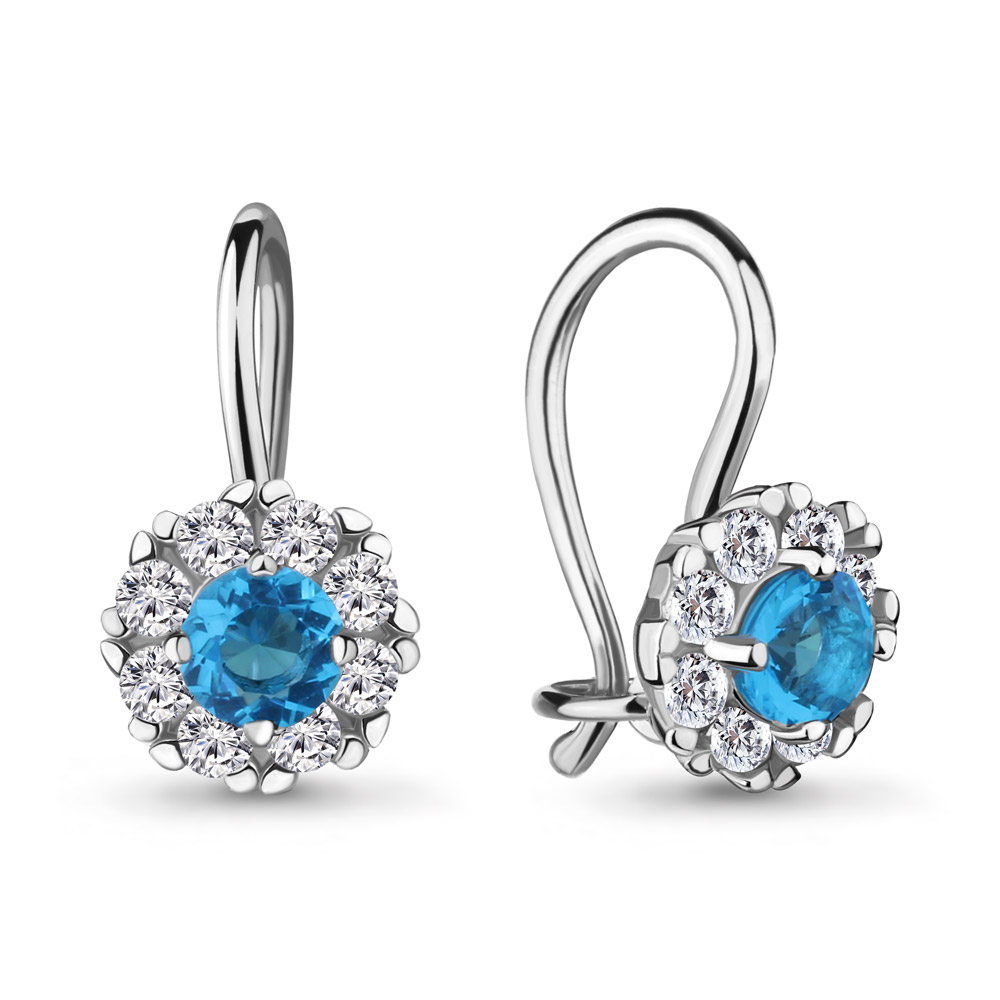 

Серьги из серебра с фианитом\стеклом Aquamarine Aquamarine 40965Б_925_р, 40965Б_925_р