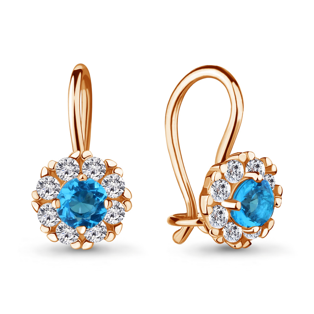 

Серьги из серебра с фианитом\стеклом Aquamarine Aquamarine 40965Б_925_з, 40965Б_925_з