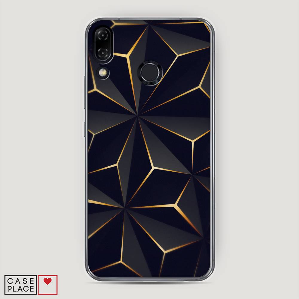 

Чехол на Asus Zenfone 5 "Черные полигоны", Золотистый;черный, 43450-3