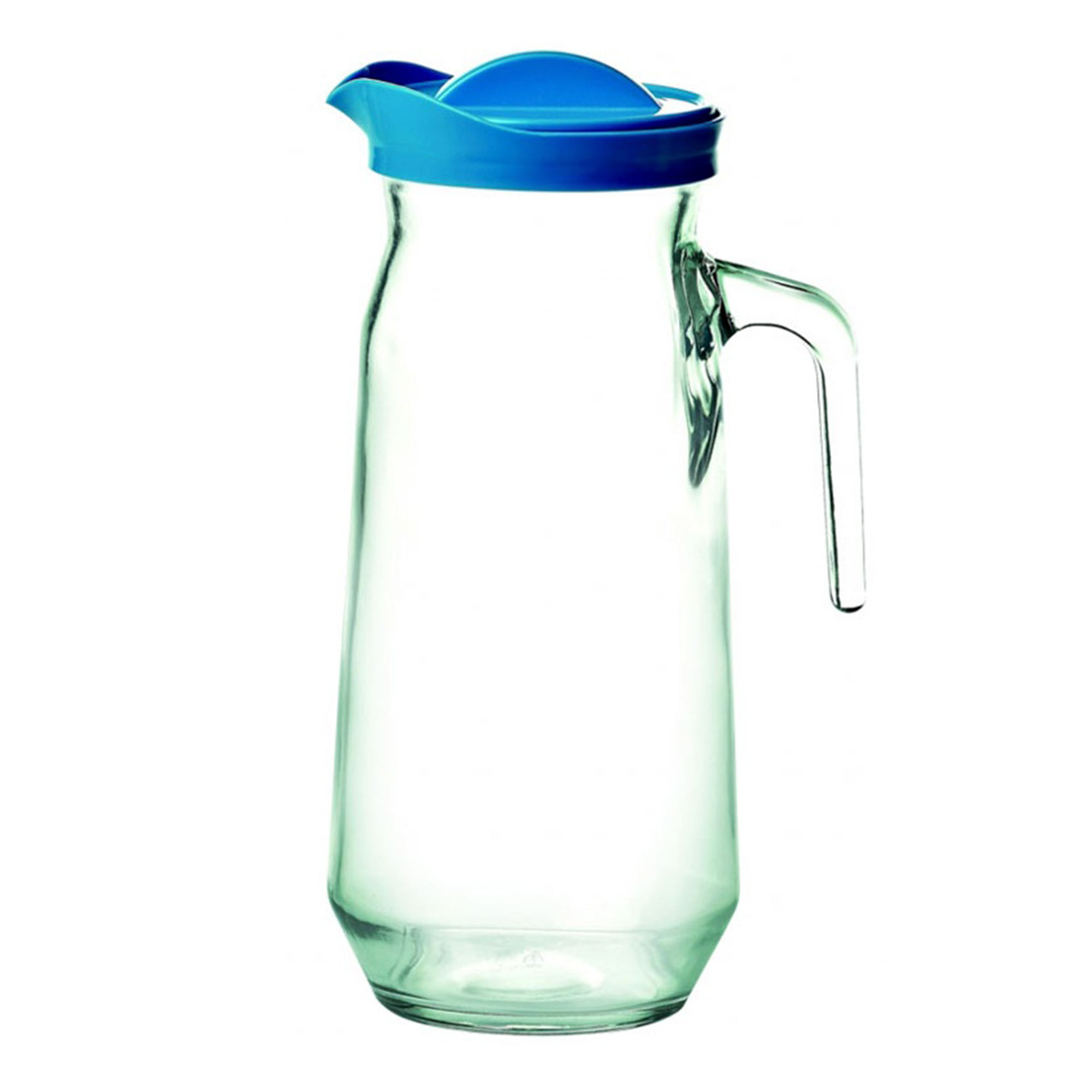 Кувшин Glasslock стеклянный прозрачный с голубой крышкой и ручкой 1,6 л