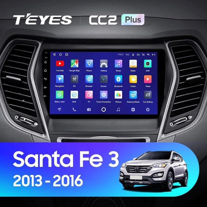 Автомобильная магнитола Teyes CC2 Plus 6128 Hyundai Santa Fe 3 2013-2016 Тип-A 4070000₽