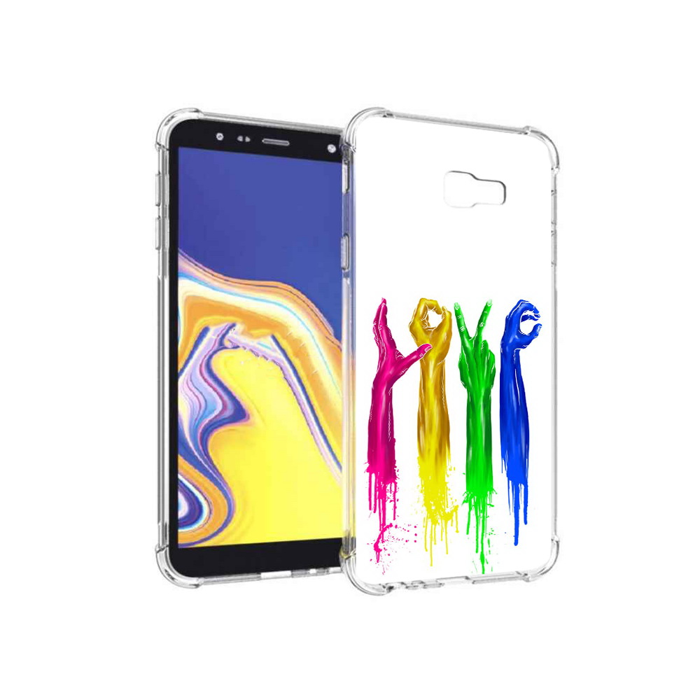 

Чехол MyPads Tocco для Samsung Galaxy J4+ (2018) яркие руки love (PT118081.545.707), Прозрачный, Tocco