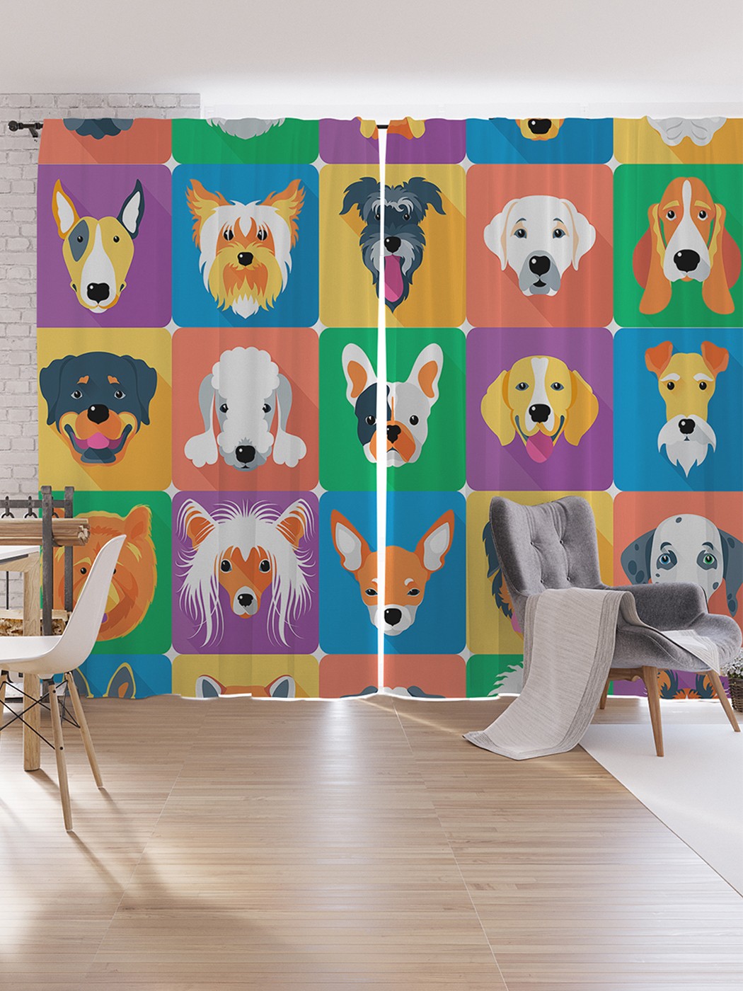 

Шторы под лён JoyArty "Лающие друзья", серия Oxford DeLux, 340х265 см, Лающие друзья