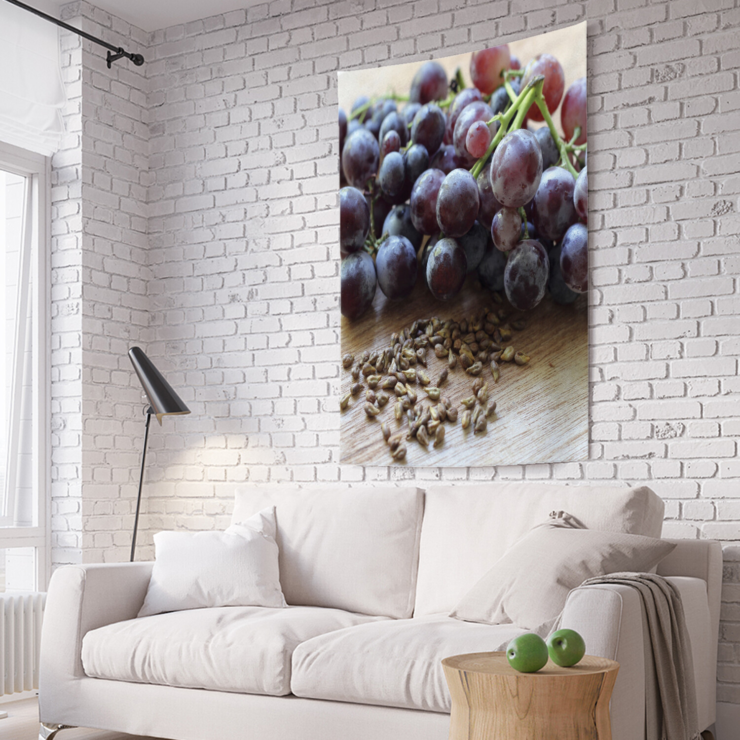 

Вертикальное фотопанно на стену JoyArty Гроздь винограда и косточки 150x200 см, Гроздь винограда и косточки