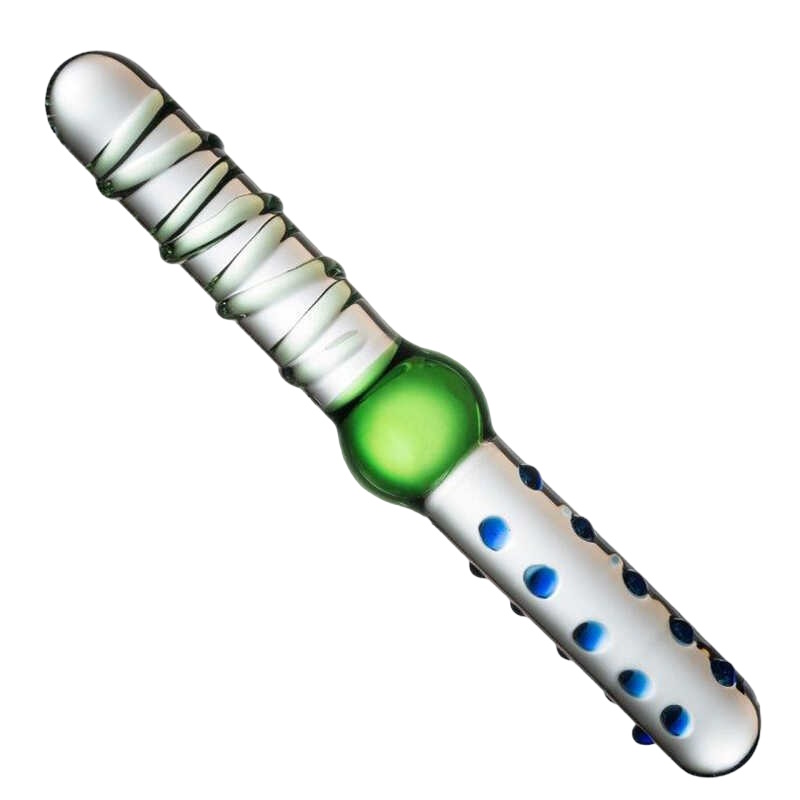 Двусторонний фаллоимитатор из стекла 22 см