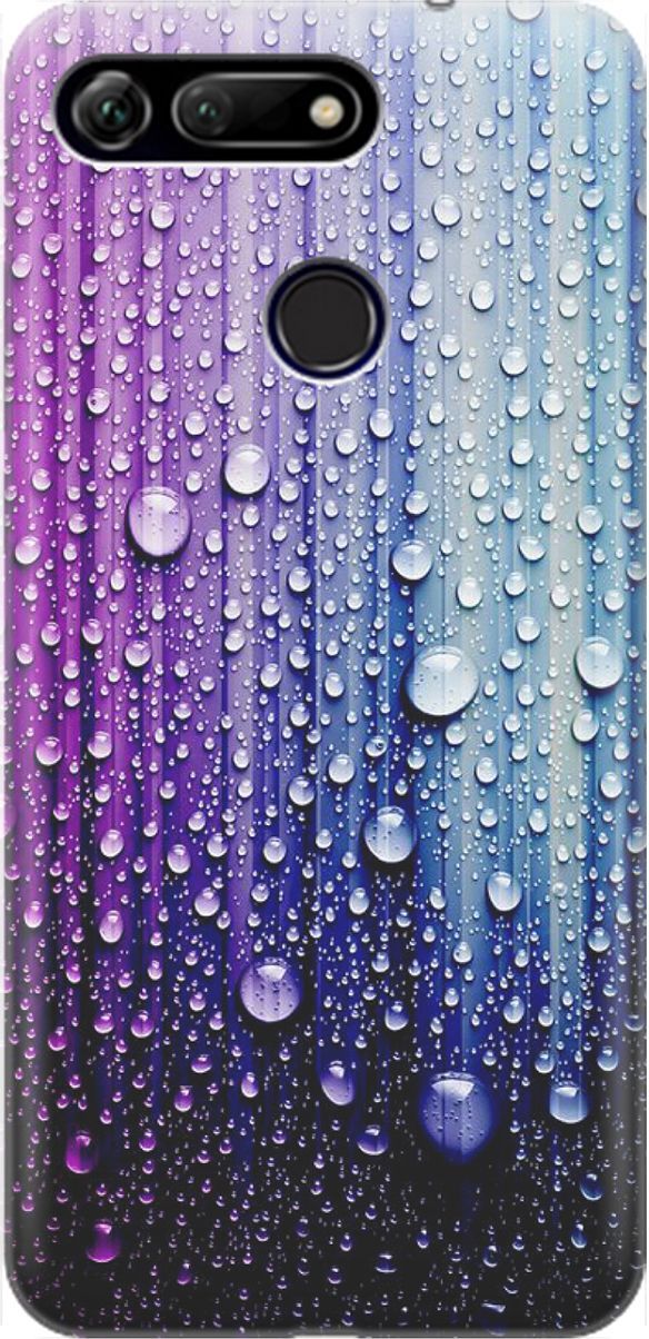 

Силиконовый чехол на Honor View 20 (V20) с принтом "Капли на голубом", 1454