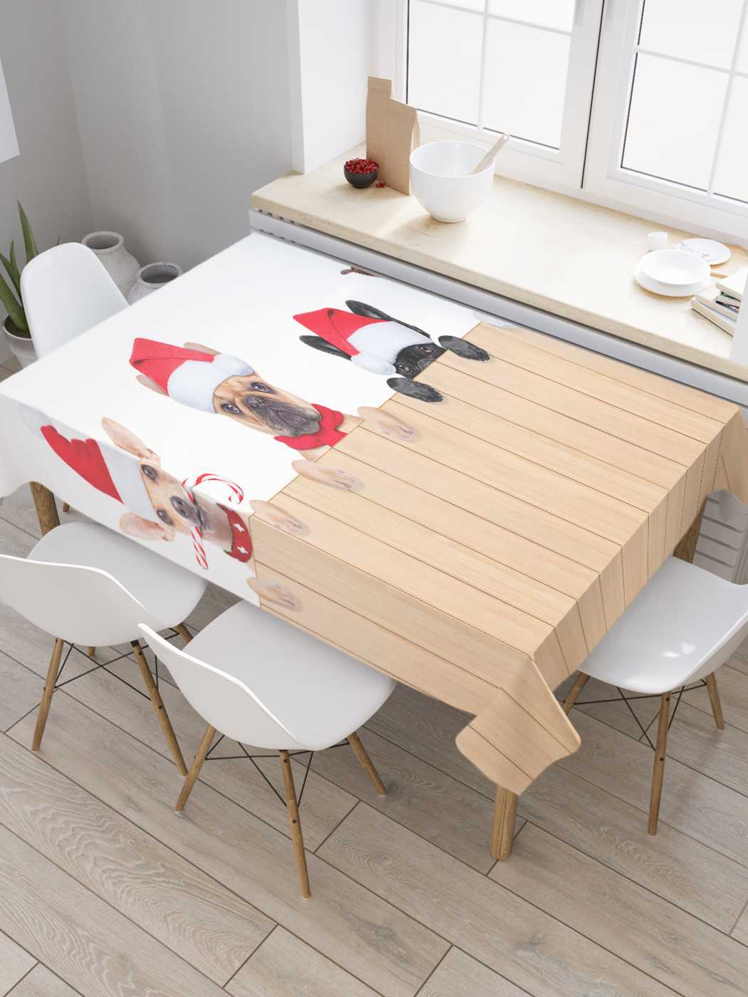 

Скатерть прямоугольная JoyArty "Веселые собачки" из сатена, 120x145 см, Красный, Веселые собачки