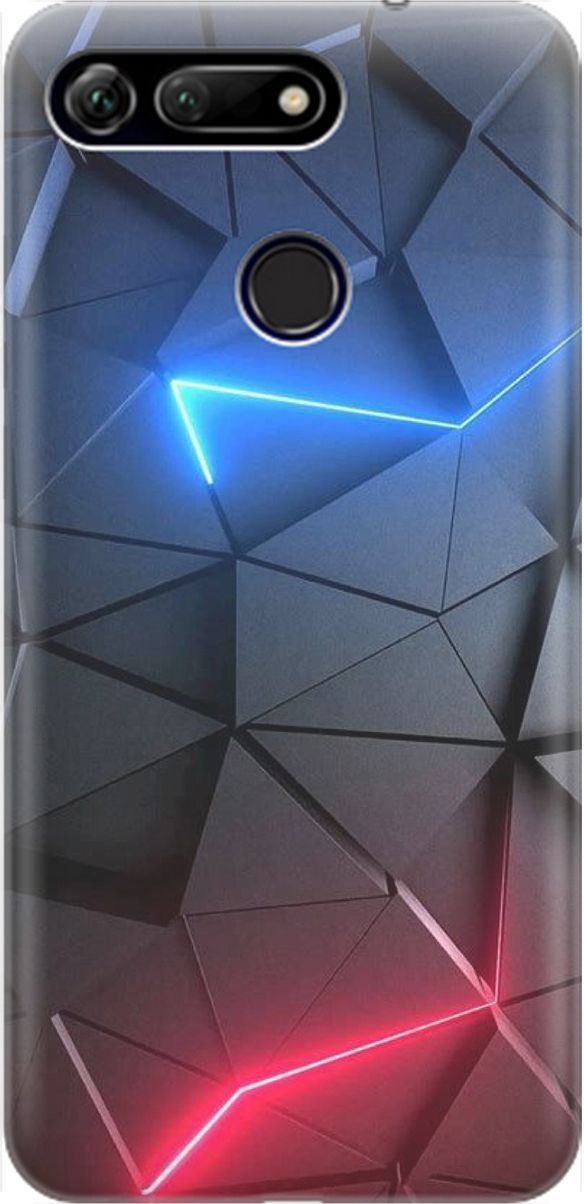 

Силиконовый чехол на Honor View 20 (V20) с принтом "Графитовые грани", Серый;синий, 1454