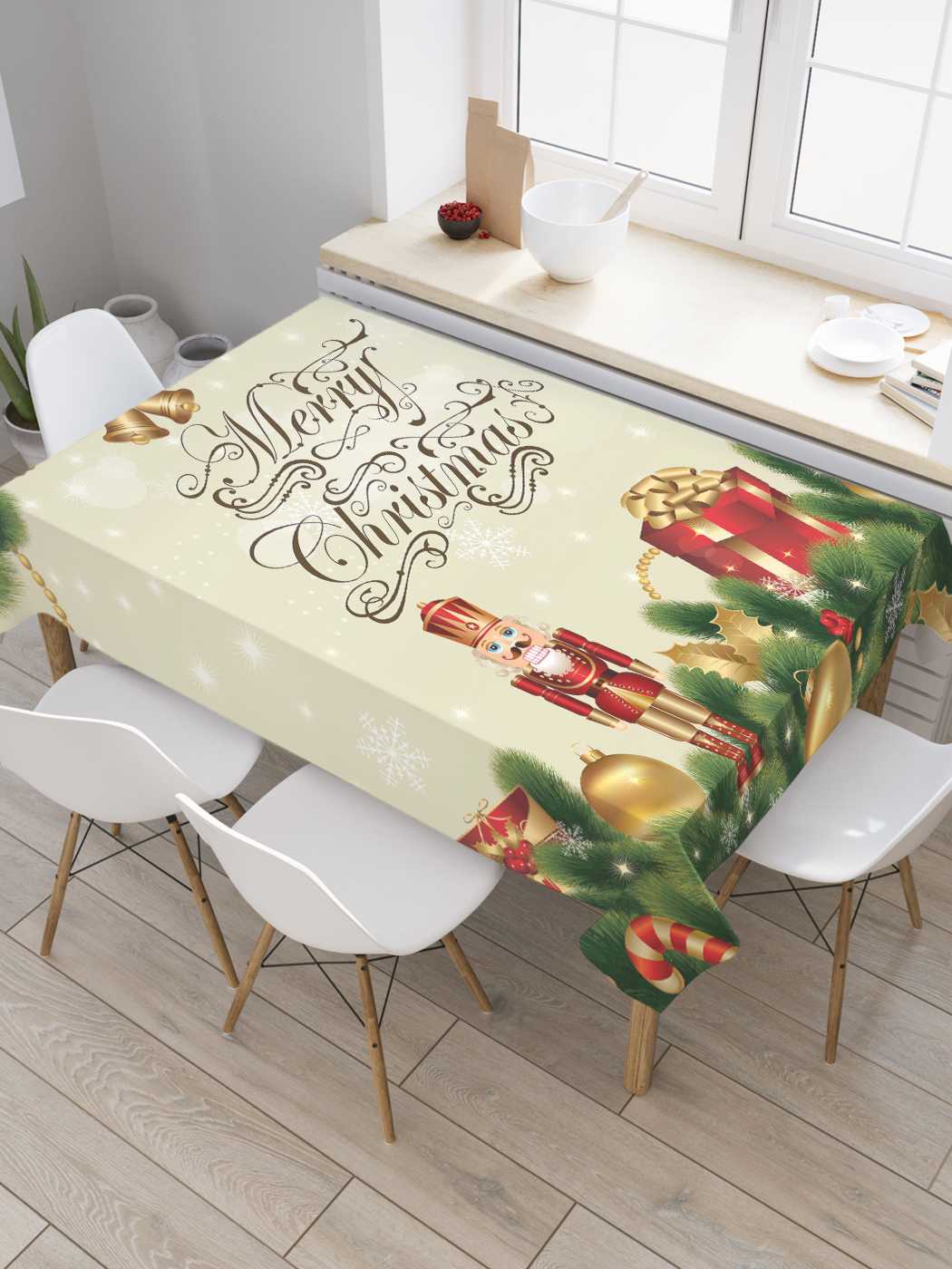 

Скатерть прямоугольная JoyArty "Веселых праздников" из сатена, 120x145 см, Красный, Веселых праздников