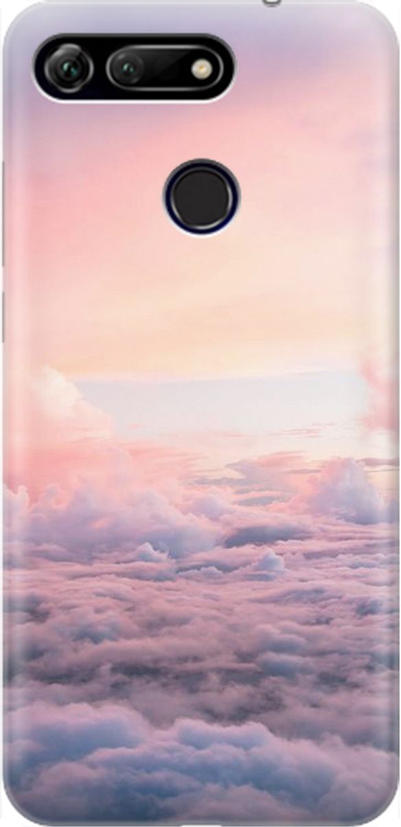 

Силиконовый чехол на Honor View 20 (V20) с принтом "Высоко над облаками", Фиолетовый;розовый, 1454