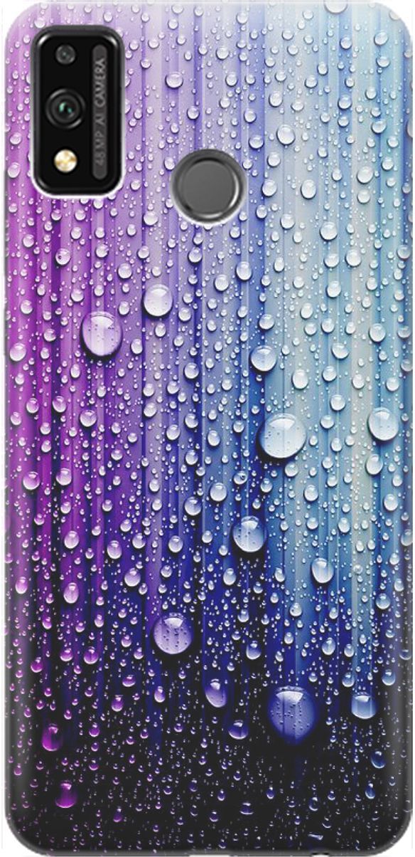 

Силиконовый чехол на Honor 9X Lite с принтом "Капли на голубом", Голубой;фиолетовый, 1453