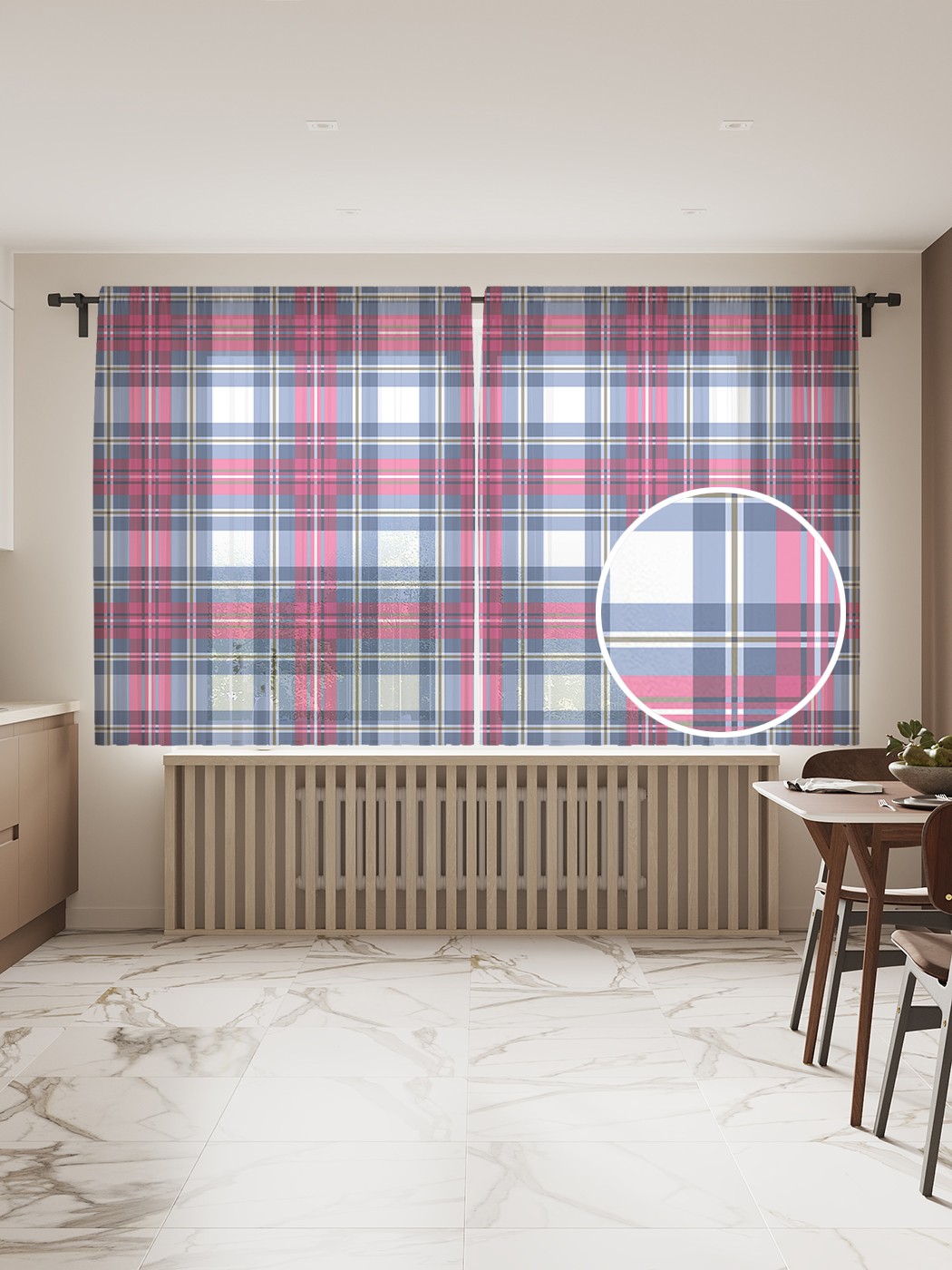 

Фототюль JoyArty "Шотландская клетка" 145x180см (2 полотна со шторной лентой + 50 крючков), Шотландская клетка