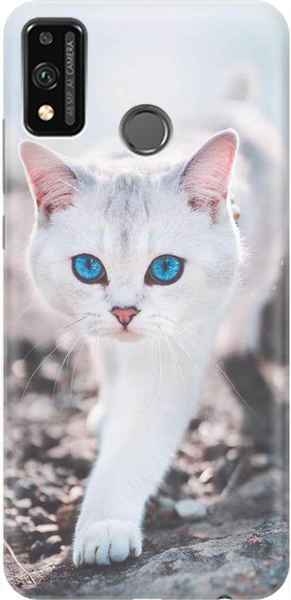 

Силиконовый чехол на Honor 9X Lite с принтом "Голубоглазый кот", Белый;серый, 1453