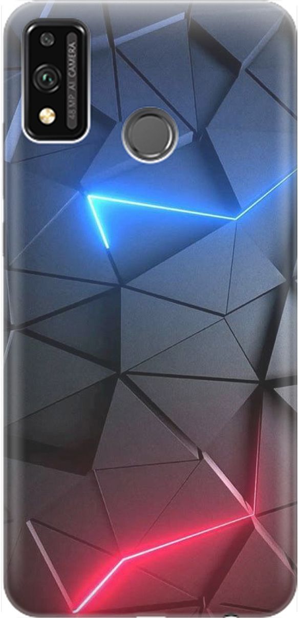 

Силиконовый чехол на Honor 9X Lite с принтом "Графитовые грани", Серый;синий, 1453