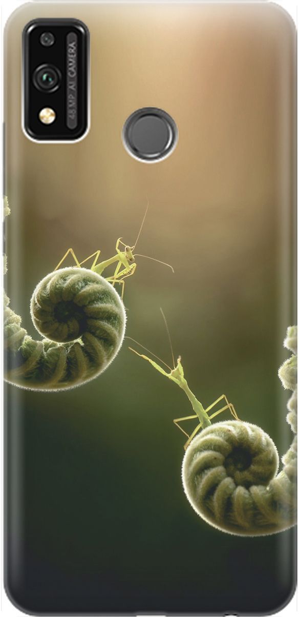 

Силиконовый чехол на Honor 9X Lite с принтом "Пара богомолов", Бежевый;зеленый, 1453