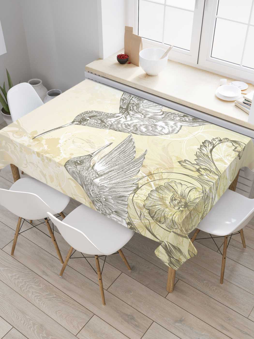 

Скатерть прямоугольная JoyArty "Колибри на свежем воздухе" из сатена, 120x145 см, Серый, Колибри на свежем воздухе
