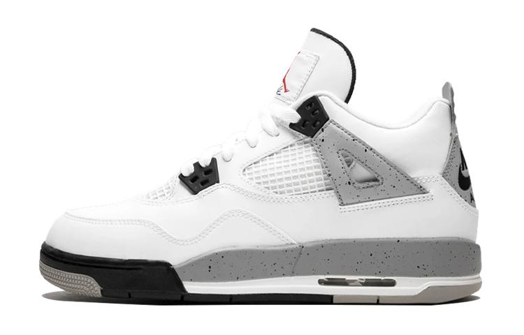 

Кеды унисекс Jordan Air Jordan 4 Retro White Cement GS 2016 белые 38.5 EU, Белый, Air Jordan 4 Retro White Cement GS 2016