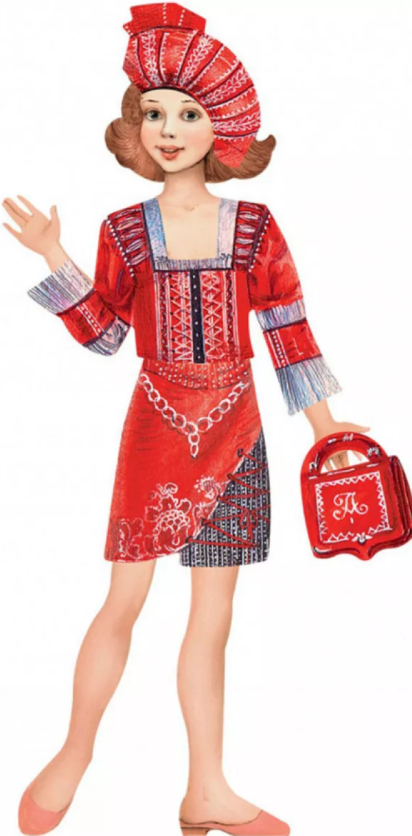 

Игровой набор для девочек из картона. Наряжай - и играй. Кукла Этно