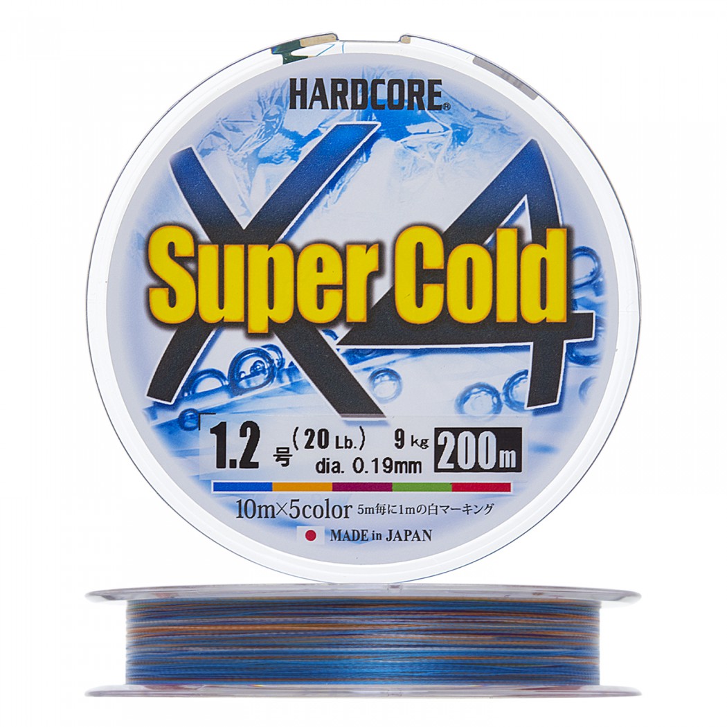 

Шнур плетеный Duel PE HARDCORE SUPER COLD X4 200m #1.2 5COLOR 9.0kg