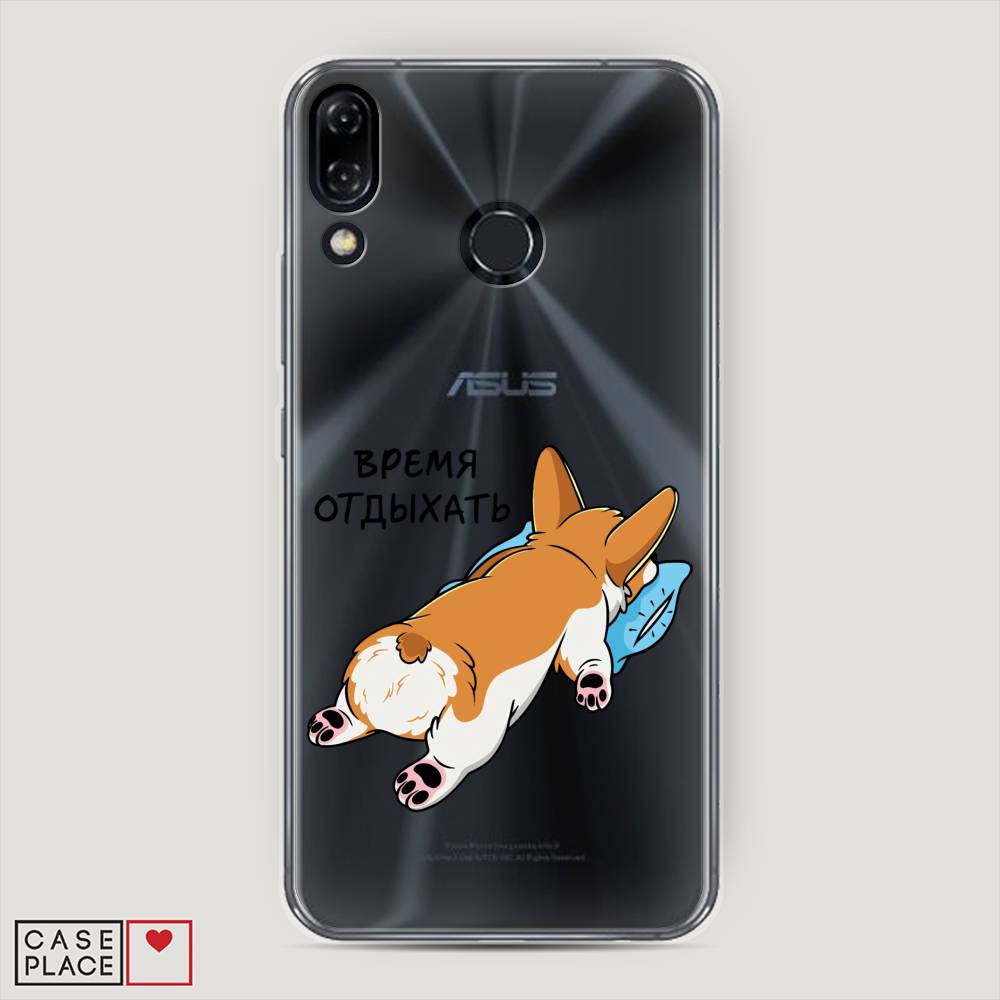 

Чехол на Asus Zenfone 5 ZE620KL "Корги отдыхает", Черный;коричневый;голубой, 43350-1