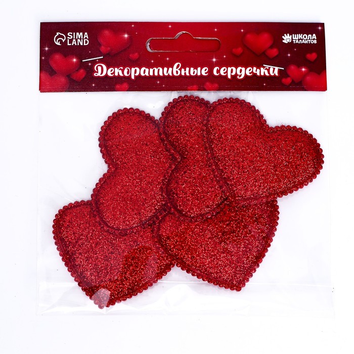 

Сердечки декоративные, набор 5 шт., размер 1 шт: 5,3  5 см, цвет красный, 14 Февраля