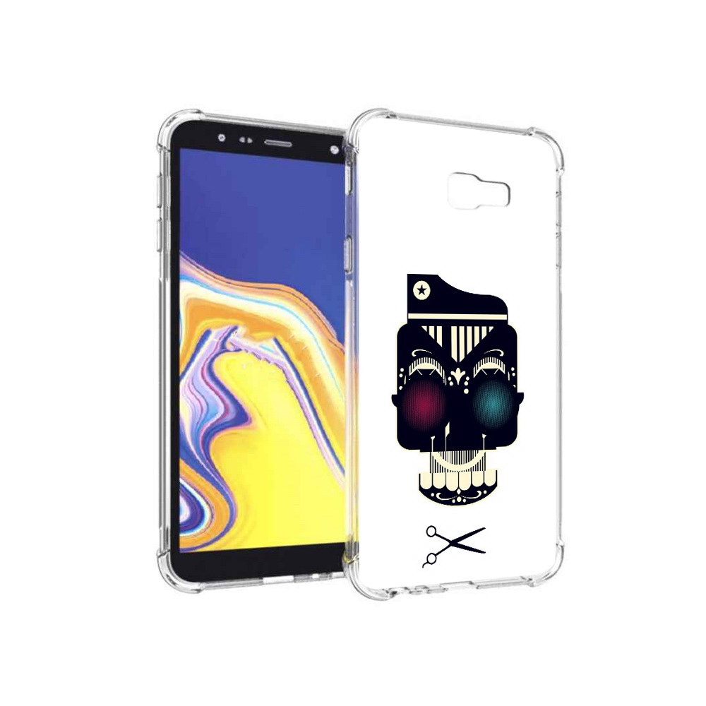 

Чехол MyPads Tocco для Samsung Galaxy J4+ (2018) черно белый скелет с яркими глазами, Прозрачный, Tocco