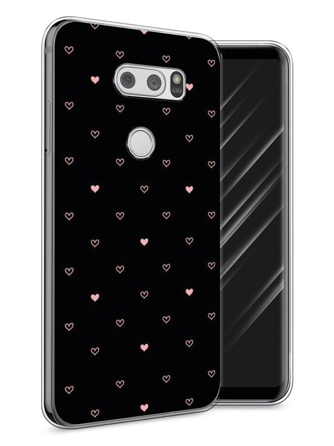 

Чехол Awog на LG V30 "Черный фон и сердечки", Розовый;серый;черный, 83050-3