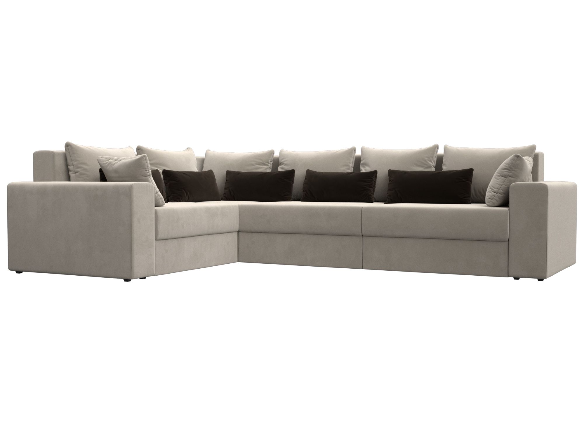 

Угловой диван Лига Диванов Майами Long левый угол 335х230х90 см, бежевый\коричневый, Угловой диван Майами Long левый угол