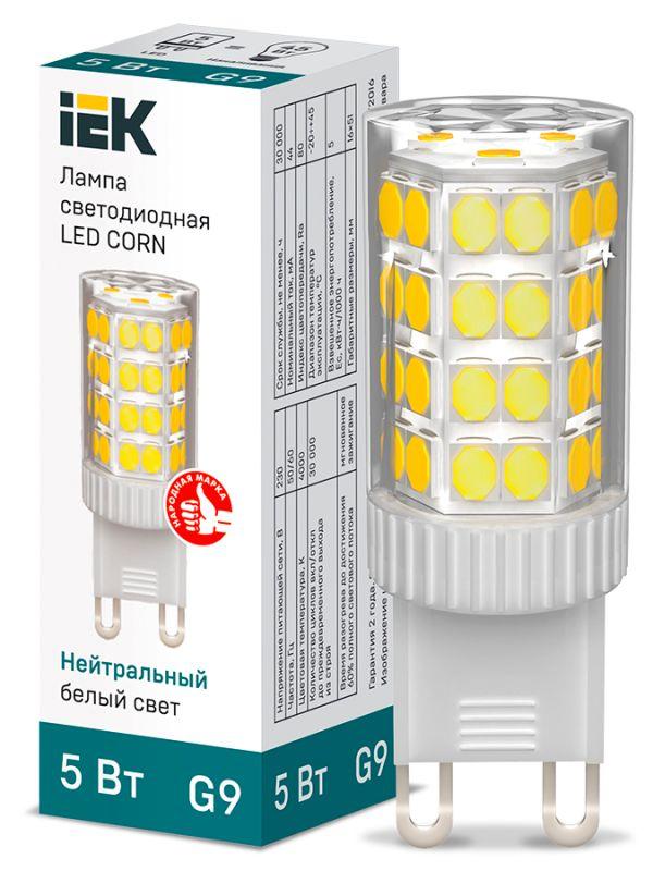 фото Лампа светодиодная corn 5втнейтр. бел. g9 230в керамика iek lle-corn-5-230-40-g9