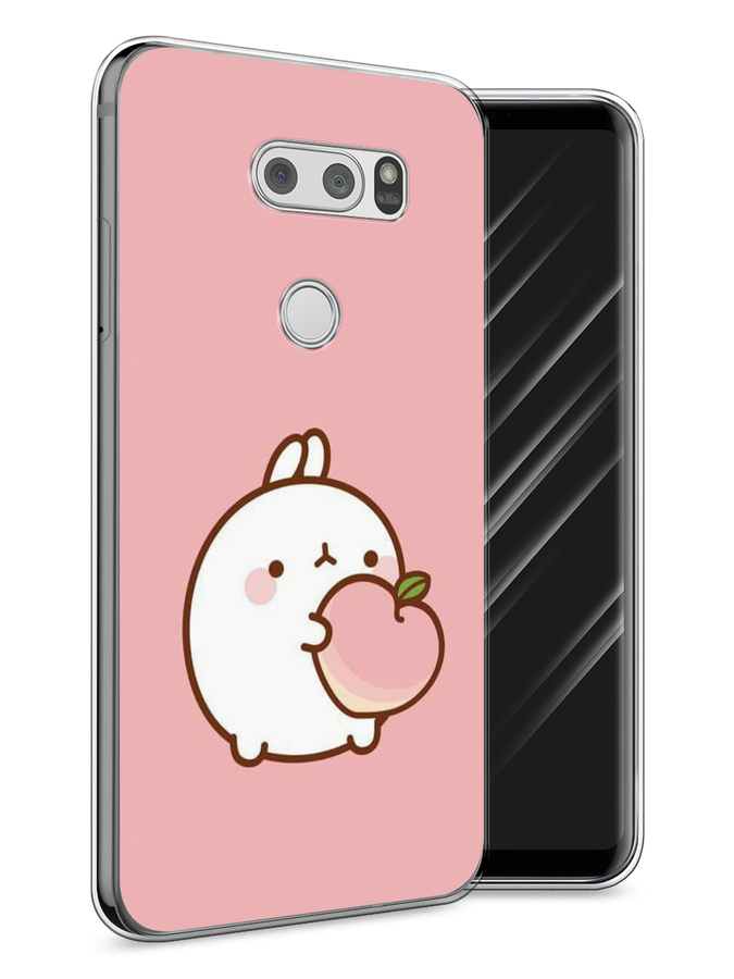 

Чехол Awog на LG V30 "Кролик с персиком", Розовый;бежевый, 83050-1