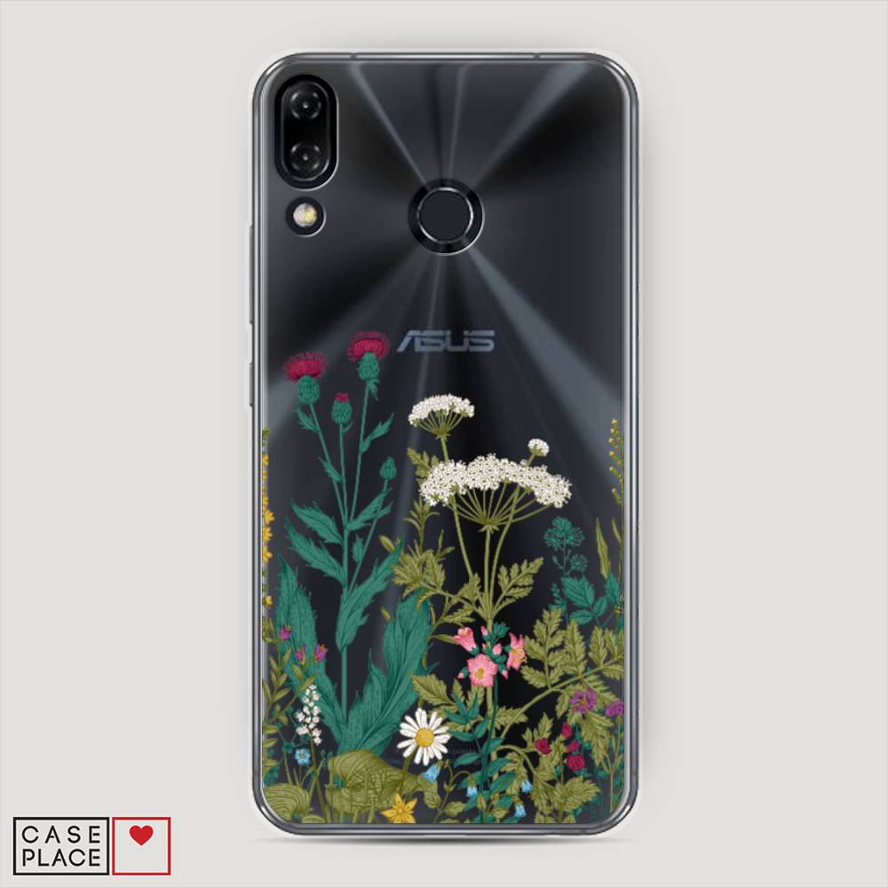

Чехол на Asus Zenfone 5 ZE620KL "Дикие полевые цветы", Зеленый;розовый;белый, 43350-2
