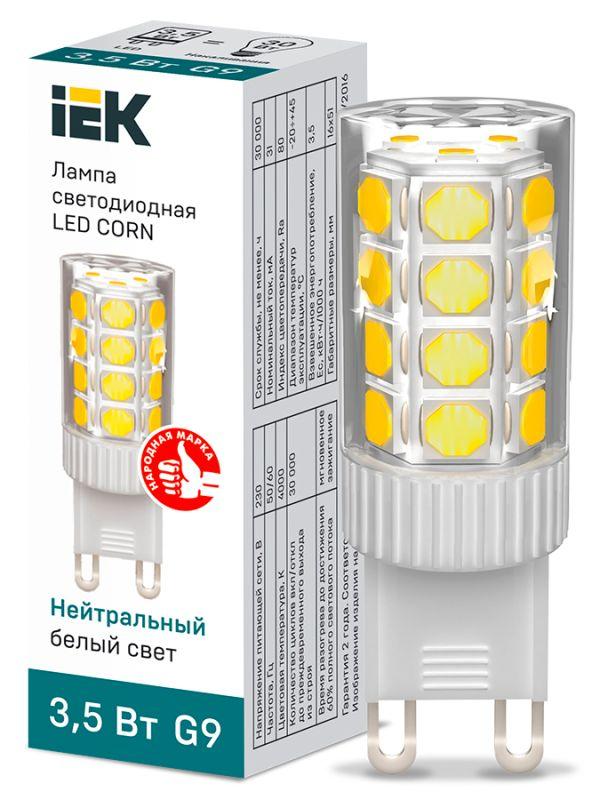 Лампа светодиодная Corn 3.5Втнейтр. бел. G9 230В керамика IEK LLE-Corn-4-230-40-G9