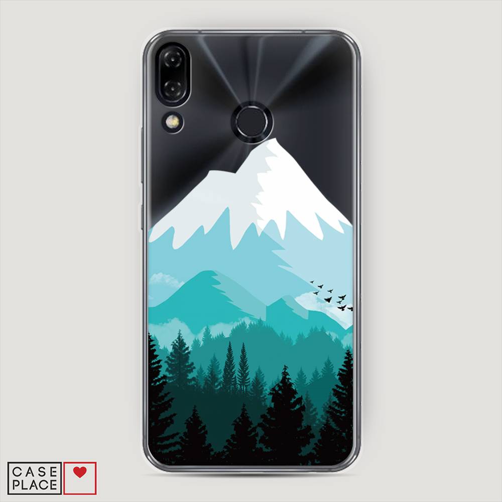 

Чехол на Asus Zenfone 5 ZE620KL "Синяя снежная гора", Белый;голубой, 43350-2
