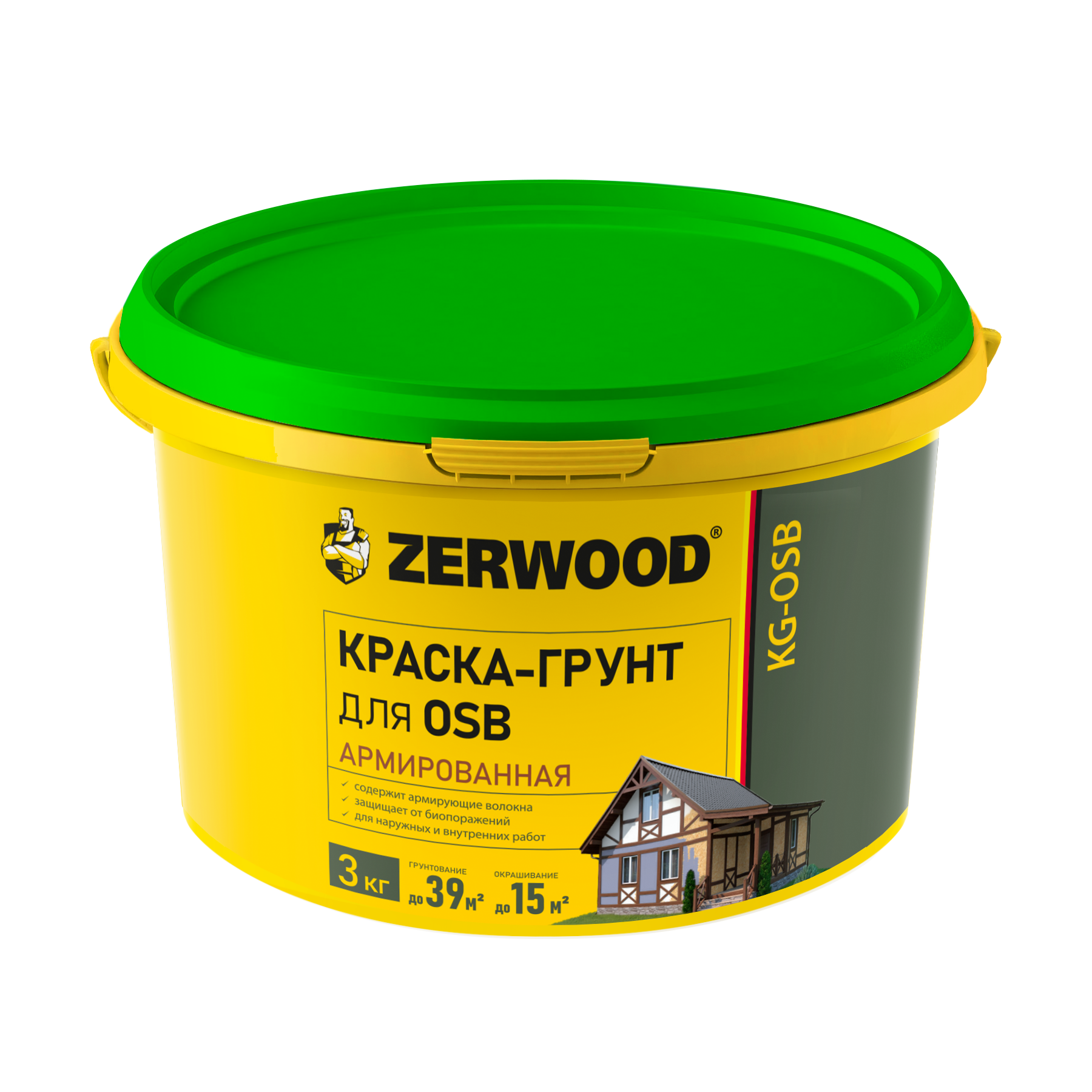 Краска-грунт для плит OSB Zerwood 00972542 KG-OSB, 3 кг