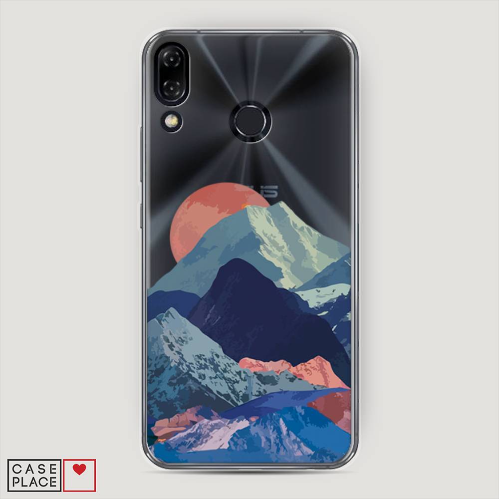 

Чехол на Asus Zenfone 5 ZE620KL "Закат в снежных горах", Красный;серый;голубой, 43350-2
