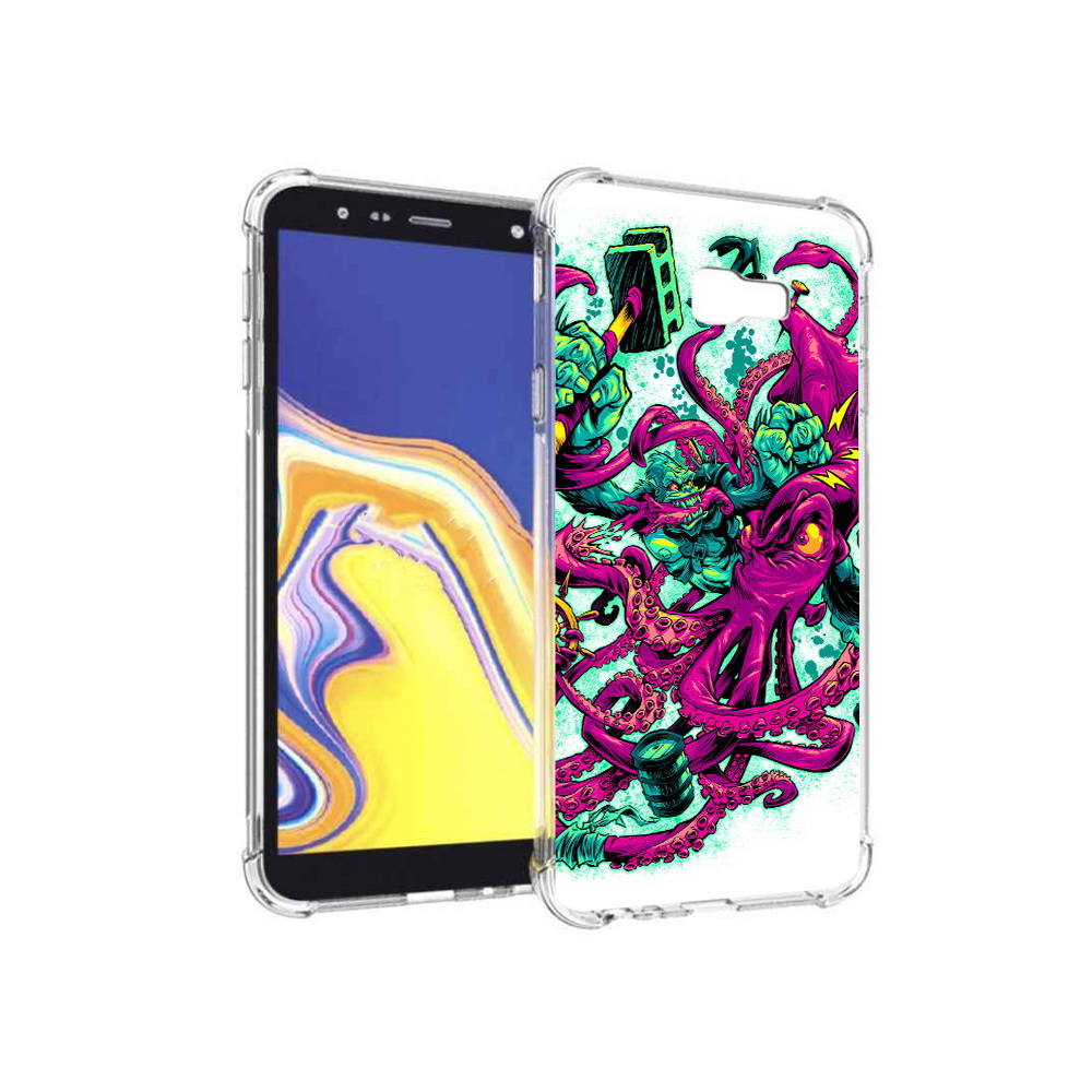 

Чехол MyPads Tocco для Samsung Galaxy J4+ (2018) фиолетовый кракен (PT118081.545.657), Прозрачный, Tocco