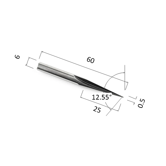 Фреза прямая двухзаходная конусная (плоский кончик) DJTOL N2ZXJ6250560 для станка ЧПУ