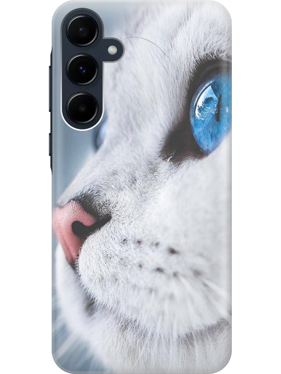 

Силиконовый чехол на Samsung Galaxy A35 с рисунком "Кошачий взгляд", Белый;голубой, 20012130