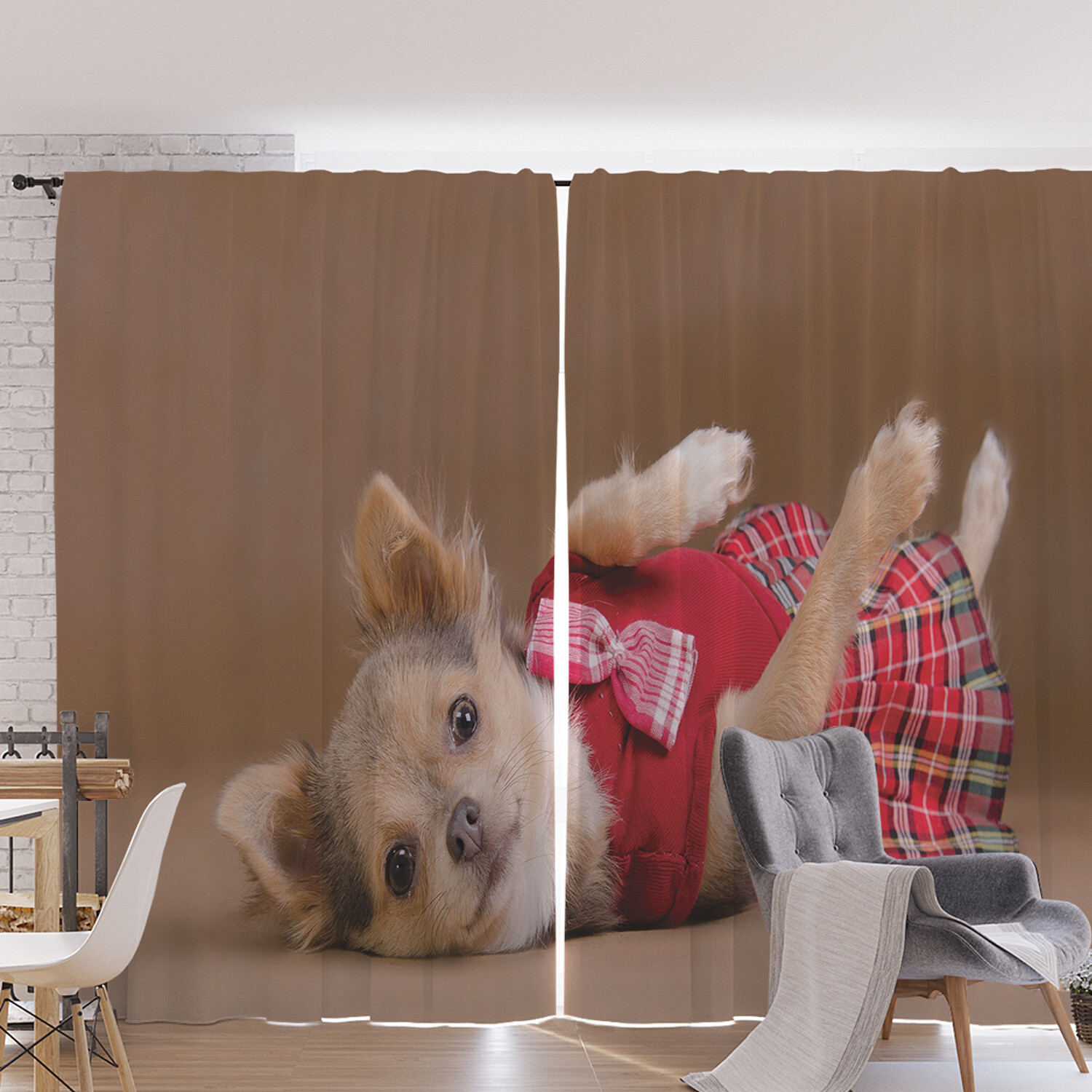 

Шторы под лён JoyArty "Собака в платьице", серия Oxford DeLux, 340х265 см, Собака в платьице