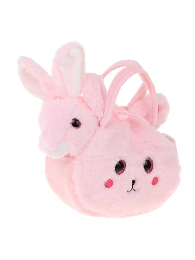 фото Мягкая игрушка fluffy family зайка в сумочке розовый, 682124