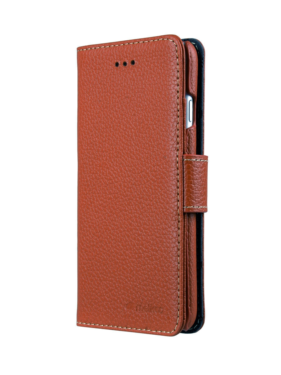 фото Кожаный чехол книжка melkco для iphone 7/8/se 2020 - wallet book type - коричневый