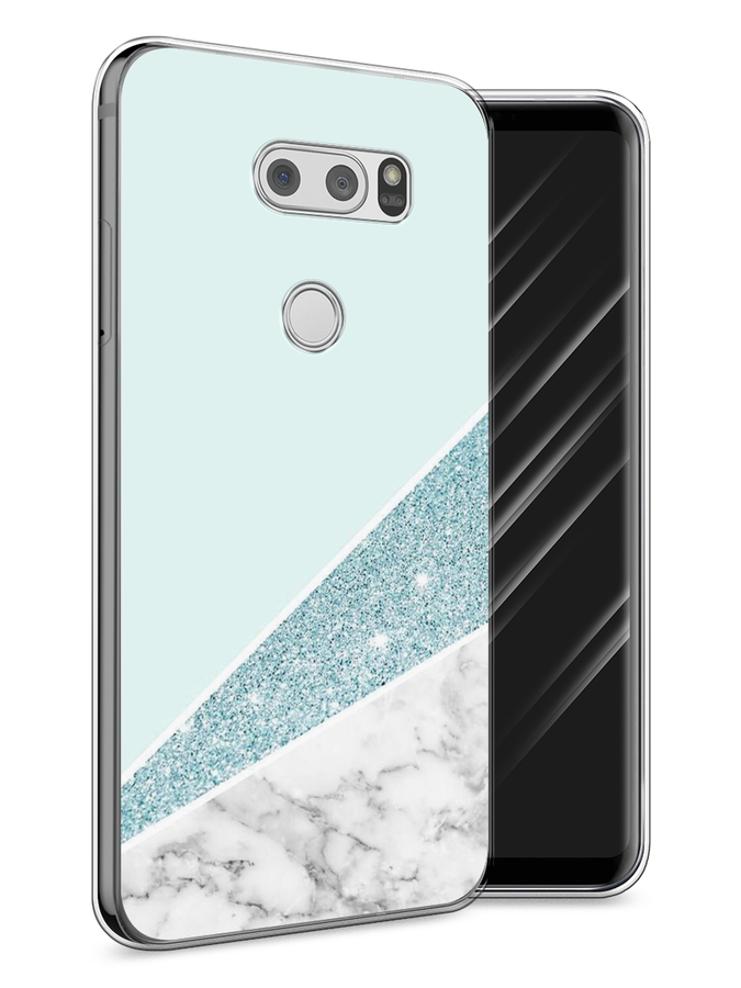 

Чехол Awog на LG V30 "Мрамор с голубыми блестками", Голубой;белый, 83050-3